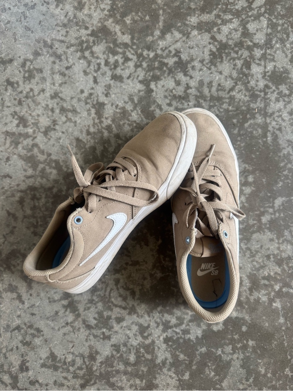 Nike SB Tan Suede Skate Shoes with White Swoosh